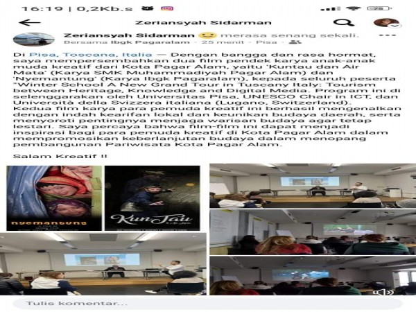 Karya Kecil dari SMK Muhammadiyah Pagar Alam dengan judul film 